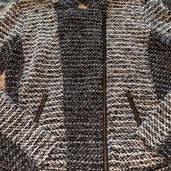 NWOT Lucky Brand Black and Gray Tweed Moto Blazer, Size Medium - Picture 3 of 13